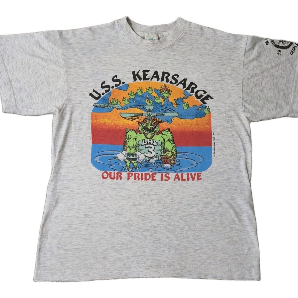 Vintage 1995 U.S.S Kearsarge T-Shirt Men's Size M LHD3 Flame Cool Graphic